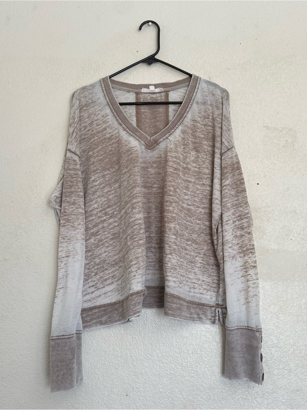 Jane + Delancey Taupe Sepia Burnout Long Sleeve Top